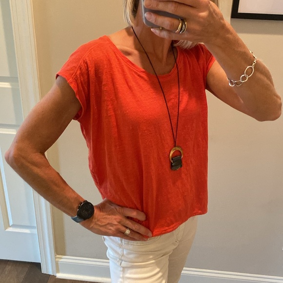 Tomato Silk Knit Boxy Top - Eileen Fisher - Picture 3 of 9